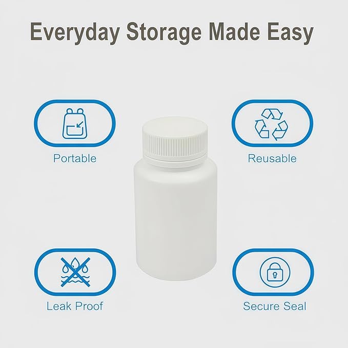 Elandy 12PCS Plastic Round Container Bottles Storage Holder Dispenser Holder Organizer(White) (150ml)