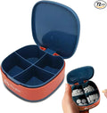 INVODA Small Pill Box 4 Times a Day Daily Pill Container Portable Pill Holder for Purse Compact Medicine Pill Organizer Vitamin Case Ideal for Travel (Blue)