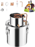 VEVOR Alcohol Still, 5 Gal / 19 L Stainless Steel Water Alcohol Distiller with Copper Coil, Home Brewing Refining Fermentation Kit with Thermometer, for Wine Whisky Brandy, Silver