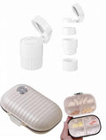 2-in-1 Travel Pill Organizer Set – 7-Day Weekly Pill Case with Medication Tracker + 4-in-1 Pill Cutter, Crusher, Storage Box & Water Cup – Portable Medicine Kit for Travel, Home, Elderly Use (White)