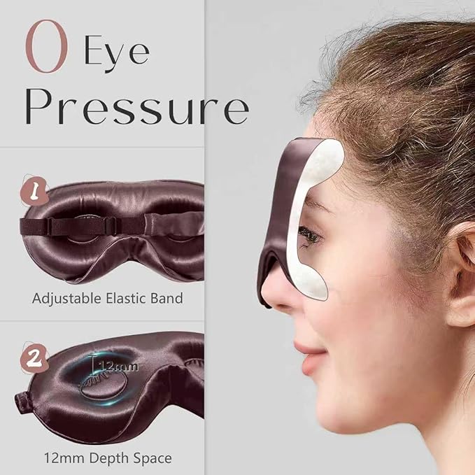 ZIMASILK Adjustable 22 Momme 100% Mulberry Silk Sleep Mask, Upgraded 3D Contoured Cup Eye Mask for Sleeping, Super Soft & Breathable Blindfold, Blackout for Deep Sleeping (Gray Purple)