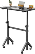 ErGear Small Standing Desk Adjustable Height, 6 Height Settings Up to 46.5″, Walking Pad Desk with Triangular Leg Design, Smooth Mobility with Lockable Wheels, Standing Desk for Walking Pad, Black
