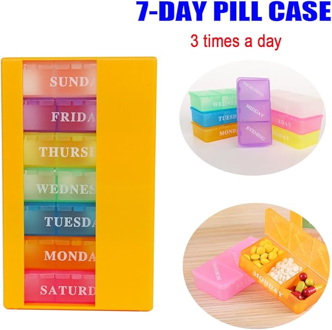 Travel Pill Organizer Box, 3 Times a Day, AM PM Daily Pill Organizer Dispenser Reminder, Medication Case Planner Portable for Purse Pocket Medicine Vitamin, Supplement, Storage Container