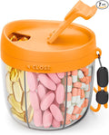 Cute Pill Dispenser with 7 Large Compartments, Portable Pill Bottle Organizer with Wide Opening for Easy Use, Anti-Mix Pill Organizer for Travel, BPA-Free Pill Container, Orange