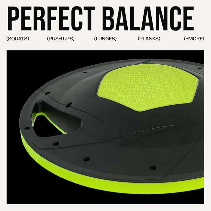 Energi Core Balance Board for Standing Desk and Core Workout - Anti-Slip Surface - Black, Green