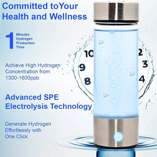 OU Hydrogen Water Bottle, Portable Hydrogen Water Ionizer Machine, Hydrogen Water Generator, Plug-in Powered Hydrogen Rich Water Glass Health Cup for Home Travel (Hydrogen Bottle only)