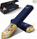 7 Day Metal Pill Organizer, Luxury Pill Compact, Travel Pill Case for Purse, Elegant Fancy Gold Pill Case for Vitamins, Medicine, Supplements, Luxury Wellness Gift - Navy