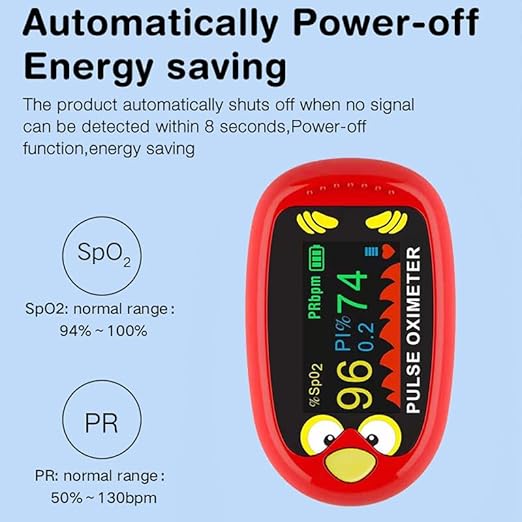 Children Pulse Oximeter for Kids, Pediatric Fingertip Oximeter with Accurate SpO₂ PR Monitoring, Cute Kids Fingertip Pulse Oximeter for Daily Wellness Tracking