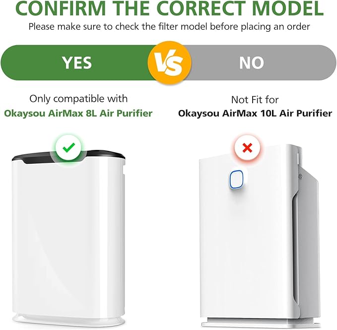 Air Max 8L Filter Compatible With Okaysou Airmax 8L Air Purifier Strong Efficiency 3-in-1 Filtration System HEPA with Blue Ultrafilter & Double Carbon Particles Activated Carbon Filter AirMax8L