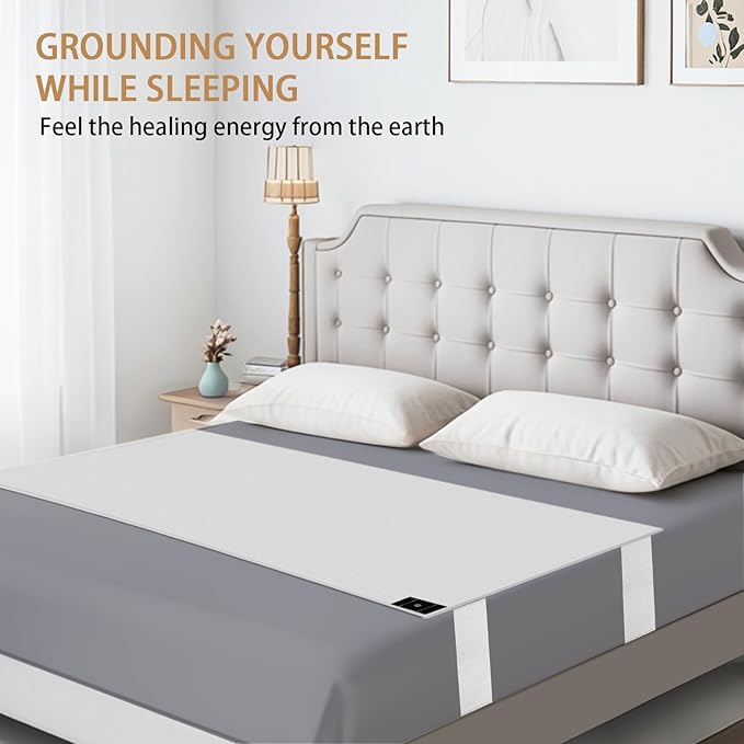 Grounding Sheets for King Size Bed, Grounding Bed Sheets with 10% Silver Fiber, Earth Connected Sheets for Better Sleep, Energy, White, 27"*76"
