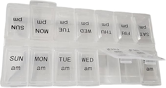 Twice a Day Pill Organizer, Weekly Day and Night Pill Container, Day and Night Medication or Vitamin for Morning or Night AM PM Separation (12)