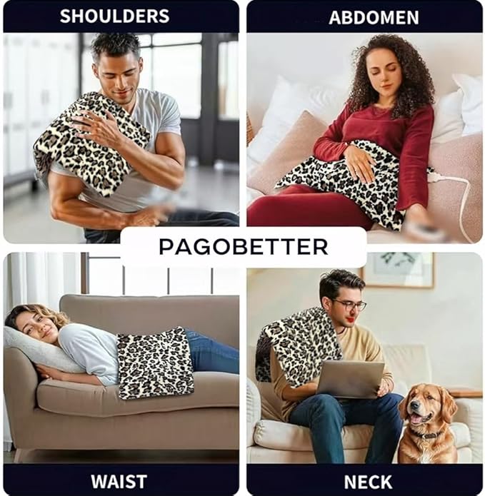 Heating Pad,Electric Heating Pads for Back,Neck,Abdomen,Moist Heating Pad for Shoulder,Knee,Arms,Legs,Dry/Moist Heat & Auto Shut Off,Birthday Gifts for Men and Women, 24x12 Inch (Leopard)