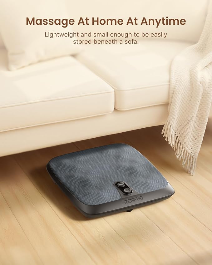 RENPHO FSA Slim Electric Shiatsu Foot Massager with Heat - Foot -Enabled On/Off Pressure Trigger for Easy Use, Deep Kneading for Neuropathy & Plantar Fasciitis Relief, Gifts for Women, Fits Under Sofa