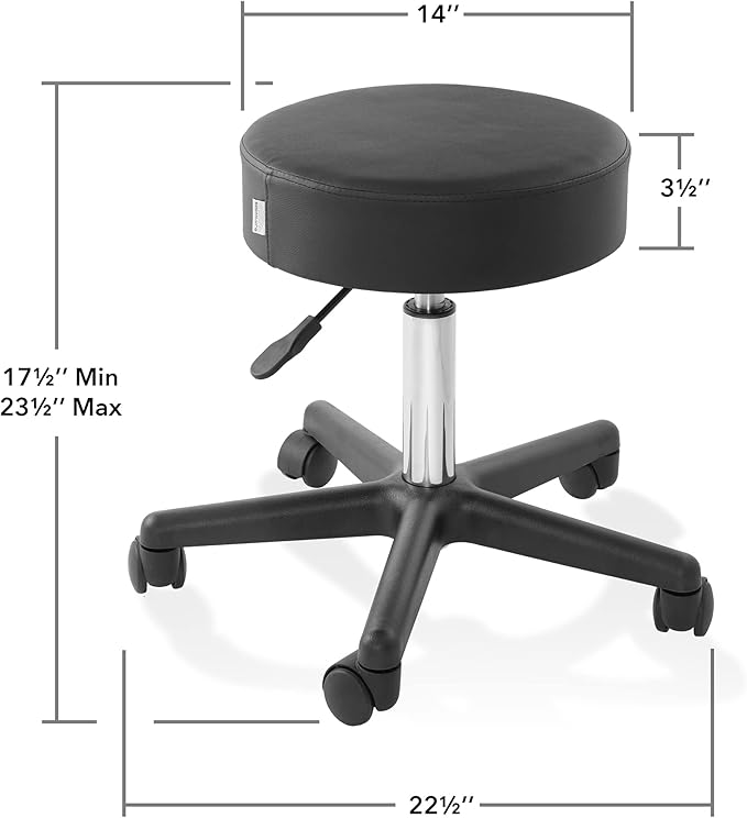 Saloniture Rolling Hydraulic Salon Stool - Adjustable Swivel Chair for Spa, Shop, Salon, Massage, Medical, Work or Office