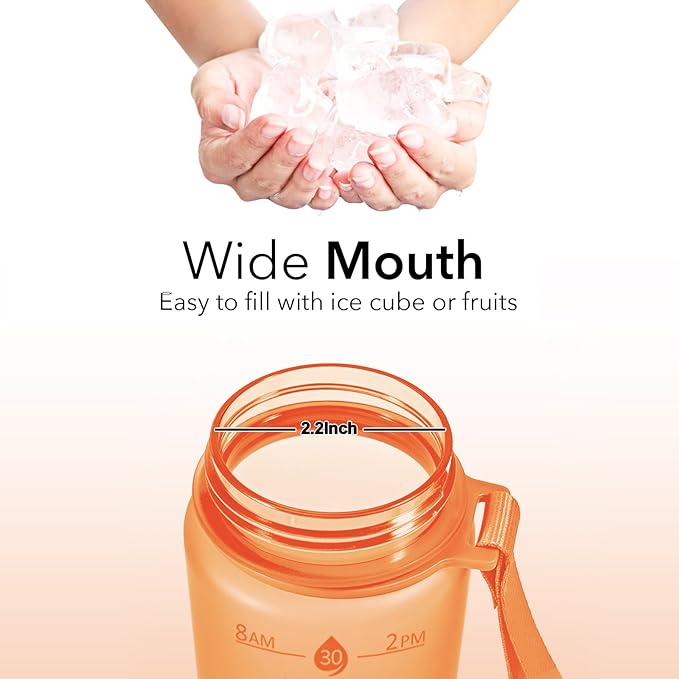 Hyeta 32oz Water Bottles with Straw - Stay Motivated and Hydrated with Convenient Times to Drink Markings, Durable, Leak-proof