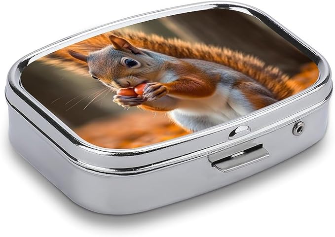 Pill Box 2 Compartment Medicine Pill Case Adorable Animal Printed Portable Pill Box Travel Pill Organizer for Pocket Purse Daily Medicine Vitamin Box Fish Oil Box Supplement Box