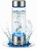 Hydrogen Water Bottle, Portable & Rechargeable – Molecular Hydrogen Water Generator, Alkaline Ionizer, Hydrogenated Water Purifier for Health & Fitness with Hydrogen-Rich Water Silver