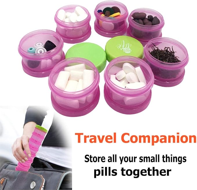 Weekly Pill Organizer, 7 Days Pill Case, Large Daily Travel Pill Case, Stackable Pill Box with Mosture Proof Design for Bag to Hold Pills/Vitamin/Fish Oil/Supplements/Medication