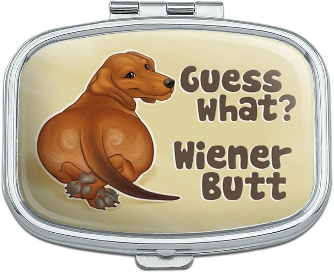 Guess What Wiener Dog Butt Dachshund Funny Rectangle Pill Case Trinket Gift Box