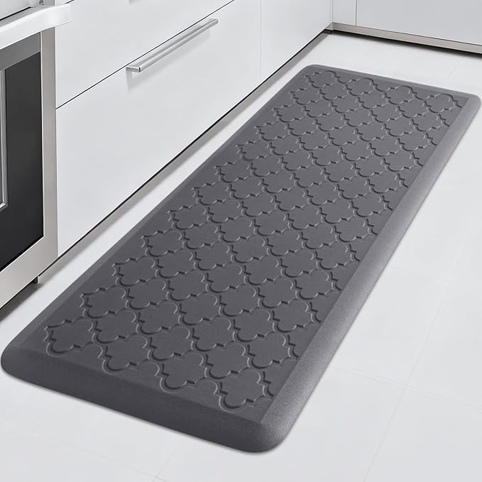 4/5 Inch Thick Anti-Fatigue Kitchen Mat Water Resistant Non-Slip Kitchen Floor Mat Ergonomic Comfort Standing Mat for Home Kitchen Office Laundry 17.3"x 47" Grey