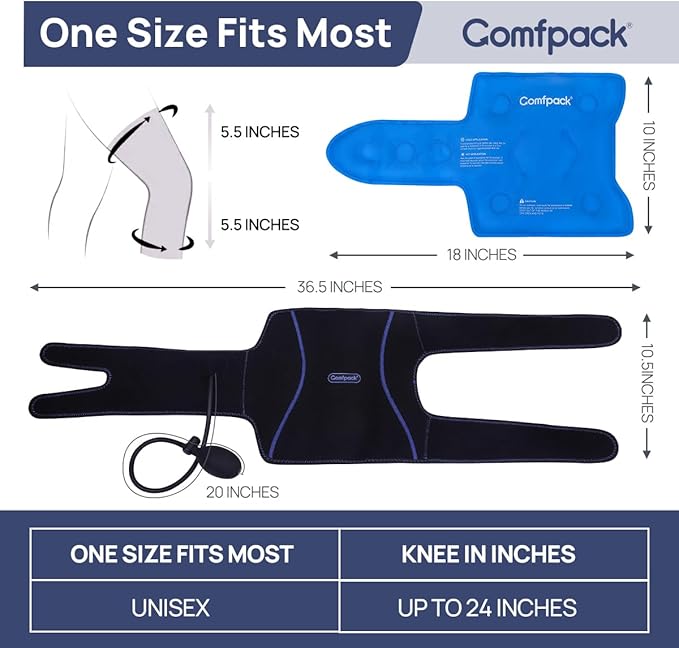 Compression Knee Ice Pack Wrap for Sports Injuries, Large Knee Brace with Ice Pack for Swelling and Recovery Support, Sprains, Meniscus Tear, Osteoarthritis, ACL