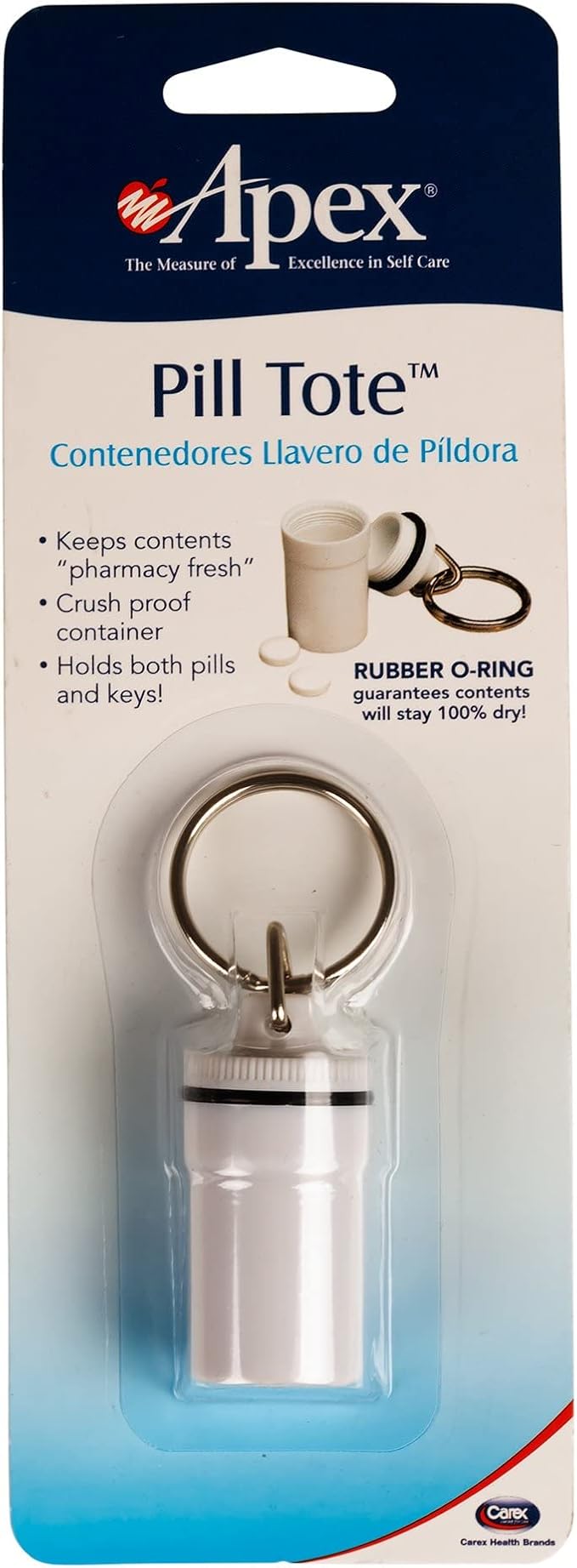 Apex Crush Proof Keychain Pill Holder Travel Container, 1-Pack