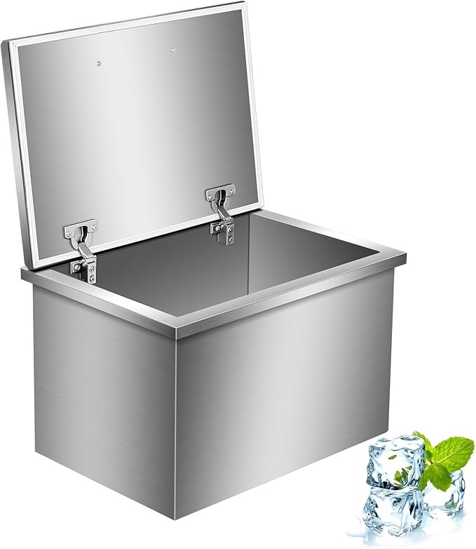 Commercial Stainless Steel Drop-in Ice Bin Chest – Insulated Bar Ice Well for Beverage Service