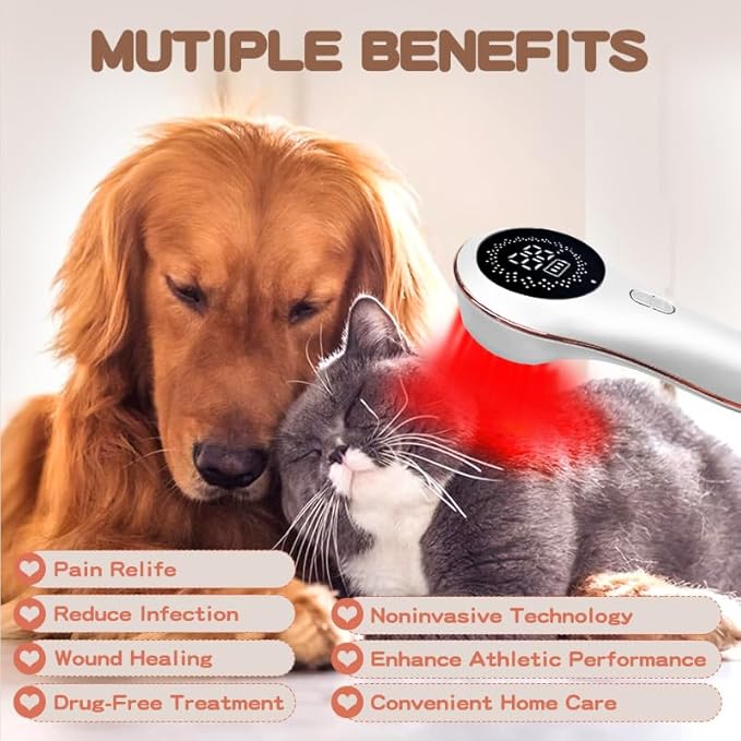 Red Light LLLT Cold Laser Therapy for Pet Dogs Cats Horses Vet, Near Infrared Light Therapy Device for Muscle & Joint Pain Relief Wound Healing Care Reduces Inflammation with Upgrade Protective Cover