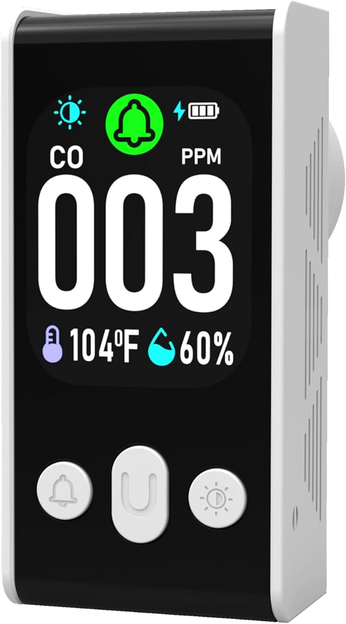 Protmex 3-in-1 Plug-in Carbon Monoxide Detector, Portable CO Alarm with Temperature & Humidity Monitor, 2.0-inch Display, 85dB Dual Alarm, Backup Battery for Home RV Bedroom Office