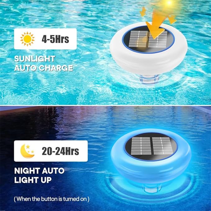 Pool Ionizer for Above Ground Pool, Upgraded Solar Ionizer Pool Auto Switching 7-Colored LED Night Light, More Lasting Copper Pool Ionizer Floater Up to 45,000 Gal