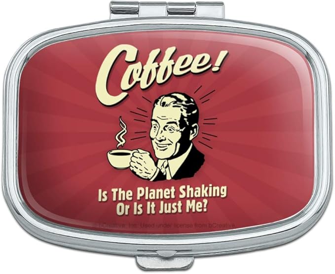 Coffee is The Planet Shaking or Just Me Funny Humor Rectangle Pill Case Trinket Gift Box