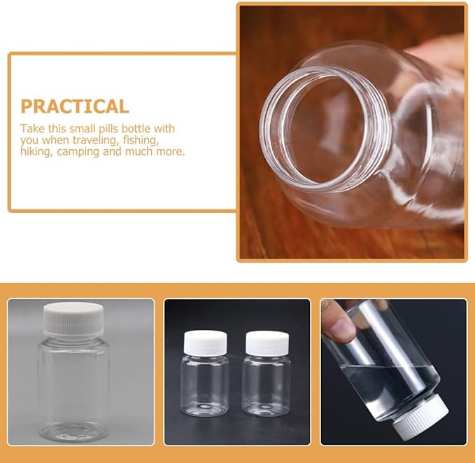 Kichvoe 40 Pack Portable Clear Plastic Dispensing Bottles 3.14X1.77 Inch Small Pill Organizers Travel Medicine Containers for Camping Hiking Outdoor Use