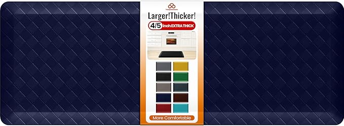 4/5 Inch Extra Thick Kitchen Mats for Floor,Non Slip Anti Fatigue Kitchen Rugs,Waterproof Stain Resistant Sink Mat,Cushioned Standing and Comfort Mats for Office (17"x47" Blue)