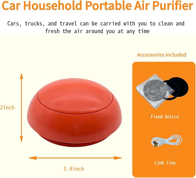 Portable Car Air Purifier with Built-in Filter, USB Charging, Green (Green)