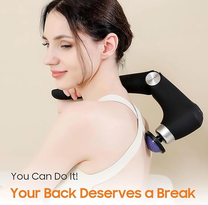 Massage Gun with 10 Replacement Heads, Massage Gun with Heat, Back Massager for Pain Relief Deep Tissue, Massager for Shoulder & Back Muscle Recovery, (Black)