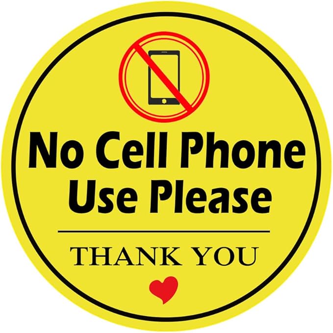 Please No Cell Phone Use Sticker Signs, 4 inches Self Adhesive No Cell Phone Use Warning Labels (15 Pack）