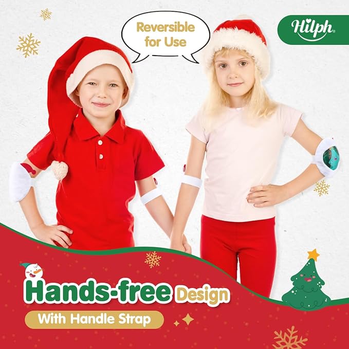 Christmas Kids Ice Packs 4 Pack with Santa Hat Covers, Reusable Festive Gel Packs for Kids Stocking Stuffers, Holiday Boo Boo Relief Gifts for Toddlers Boys & Girls, Small Hot Cold Compress
