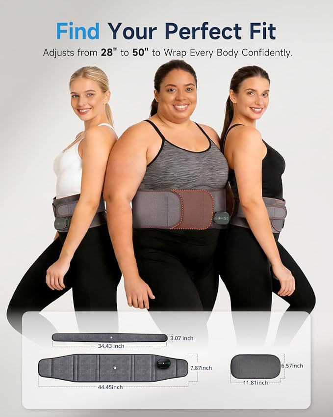 Cordless Heating Pad for Back with Massager, Lower Back Massager with Heat, Smart HD Touchscreen, 3 Heat & Vibration, 3H Runtime Portable Wireless Lumbar Belt, Gift for Women Men Mom Dad