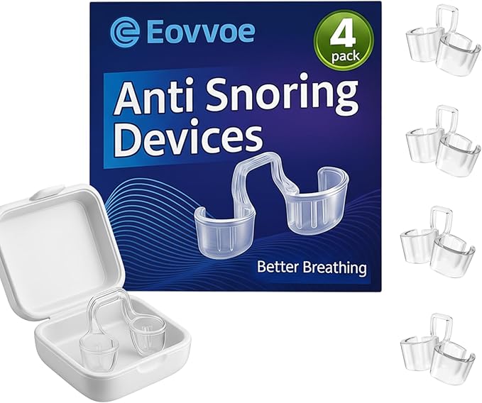Anti Snoring Devices, Snoring Solution with Adjustable Snore Stopper, 3-Gear Fit, Improves Airflow, Reusable – 4 Pack