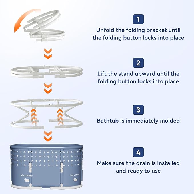 Portable Bathtub, Foldable Bathtub No Installation, Freestanding Shower Bathtubs with Cushion, Collapsible SPA Soaking Bath Tub, Hot & Ice Bath Tub for Indoor Outdoor (Light Gray)