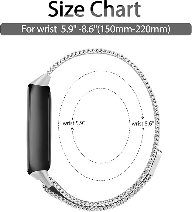 Oumida Mesh Metal Band Compatible with Fitbit Luxe Band, Stainless Steel Adjustable Loop Strap Women Men Replacement Bands for Luxe Health &-Fitness-Tracker