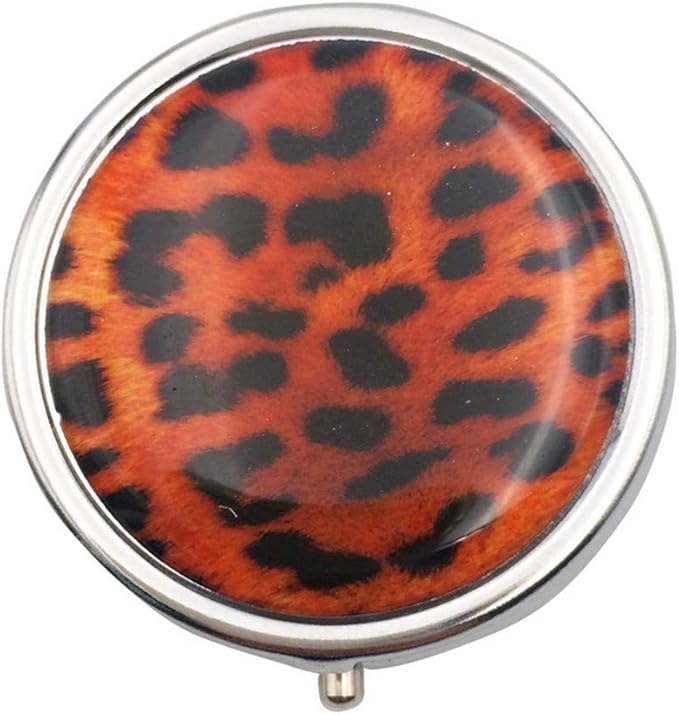 Round Medicine Box Portable Mini Metal Pill Case 2 inches Travel Little Pill Dispenser for Purse