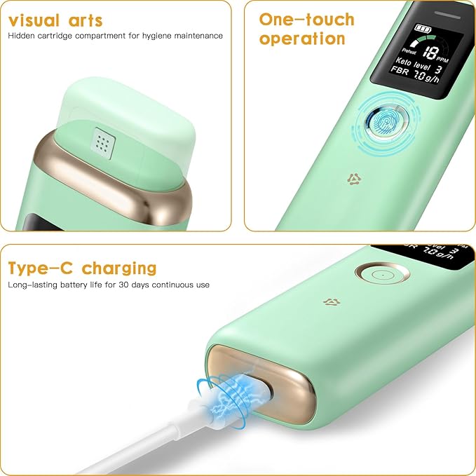 Professional Ketone Breath Analyzer for Acetone Check | High-Precision Breath Ketosis Meter, Advanced Ketosis Breath Tester, Precise Acetone Detection for Tracking Your Ketones