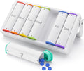 Weekly Pill Organizer 2 Times a Day, KOVIUU Large Travel Pill Box 7 Day, Am Pm Twice Daily Pill Case with Rotatable Handle, Pill Holder Container for Vitamin, Medicine, Supplement, Fish Oil, White