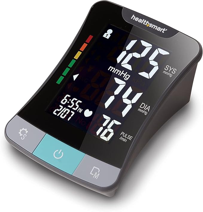 HealthSmart Digital Premium Blood Pressure Monitor with Automatic Upper Arm Cuff that Displays Blood Pressure, Pulse Rate and Irregular Heartbeat, Stores up to 120 Readings for 2 Users
