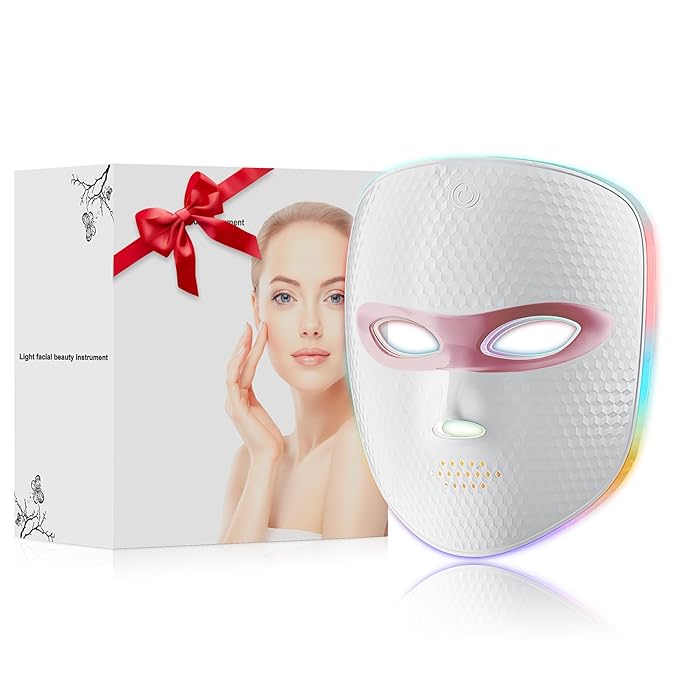 Red Light Therapy for Face-LED Face Mask Light Therapy with 3 Gears,2500mAh Battery,Infrared Red Light Therapy Mask for Home Working Travel Yoga Sleep
