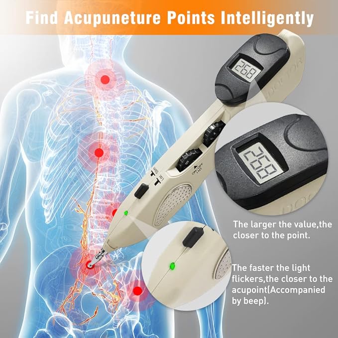 Electronic Acupuncture Pen Pain Relief Therapy Meridian Pen Find Acupoints Automatically with 3 Massage Heads Rechargeable