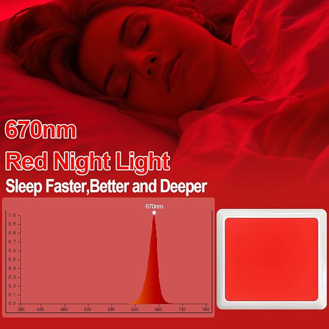 670nm Red Light Night Light for Sleep[4 Pack]- Zero Blue Light, Dimmable & Energy Efficient 0.3W Night Light Plug into Wall with Dusk-to-Dawn Sensor for Nursery, Bedroom, Bathroom