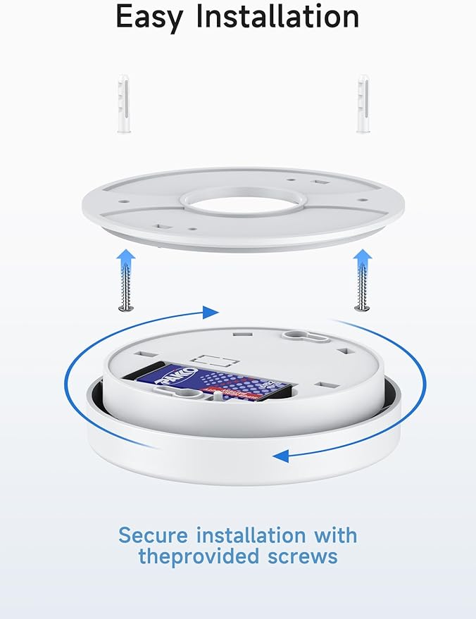 Smoke Detector, 9V Battery Operated, Smoke Alarm with LED Indicator, Silence Button, Battery Powered, White, 3 Pack
