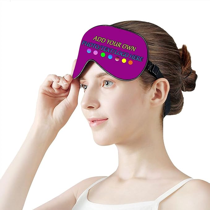 Personalized Eye Mask, Custom Eyeshade Blindfold Add Your Design Image Text Customized Eye Cover with Adjustable Strap for Sleeping Travel Work Naps Blocks Light, Mei Red